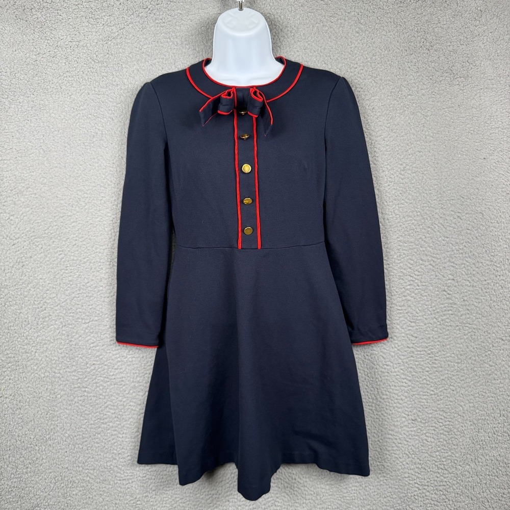 1901 Dress Womens 4 Navy Blue Stretch Nautical Preppy Academia Retro Old‎ Money